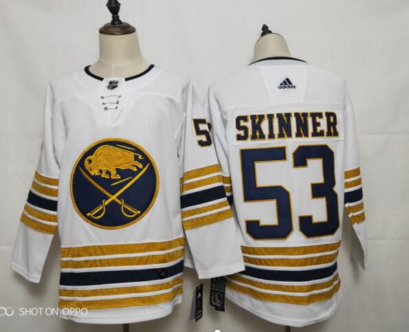 Men Buffalo Sabres 53 Skinner White Adidas 50th Anniversary Golden Edition NHL Jersey